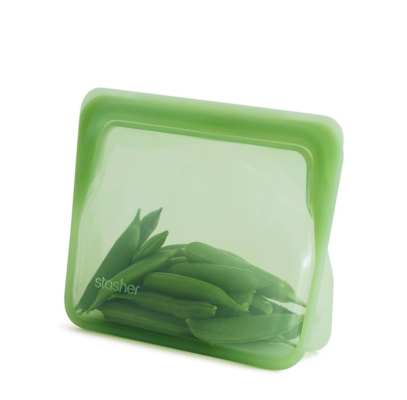 Stasher Premium Silicone Reusable Food Storage StandUp Mini Bag Green Microwave Sous Vide Dishwasher Oven and Freezer Safe BPA Free Leakfree Ecofriendly 28 Oz