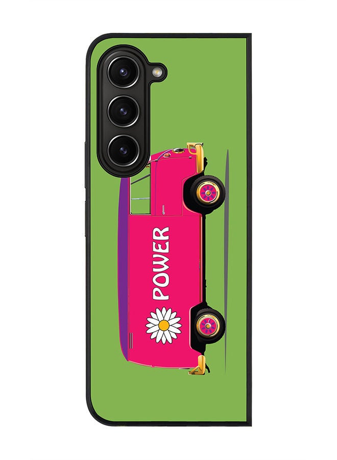 Stylizedd Rugged Black edge case for Samsung Galaxy Z Fold5, Slim fit Soft Case Flexible Rubber Edges Anti Drop TPU Gel Thin Cover -  Flower Power - Image 1