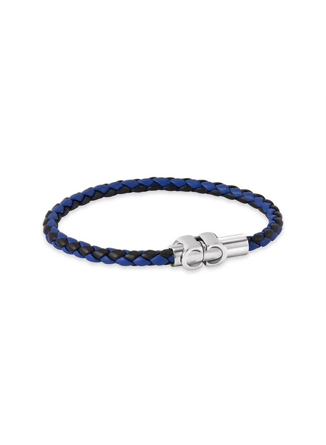 CERRUTI 1881 Carlo Navy Leather Bracelet for Men