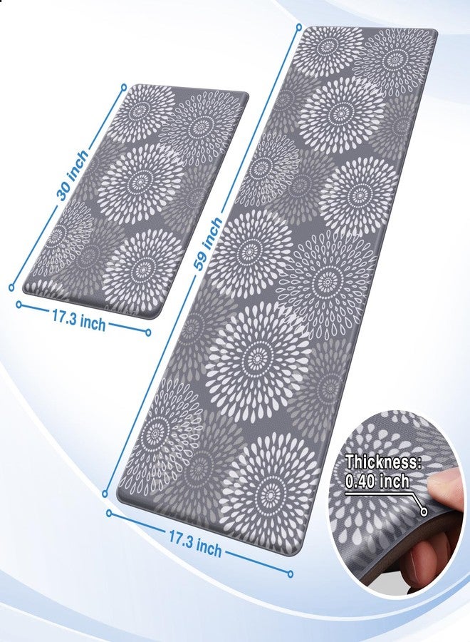 LuxStep Kitchen Mats for Floor,Cushioned Rug Anti-Fatigue Mats for Kitchen Decor Accessories,Waterproof Non-Slip Mats and Rugs Set for Office,Floor,Laundry 17.3"×30"+17.3"×59",Grey - Image 2