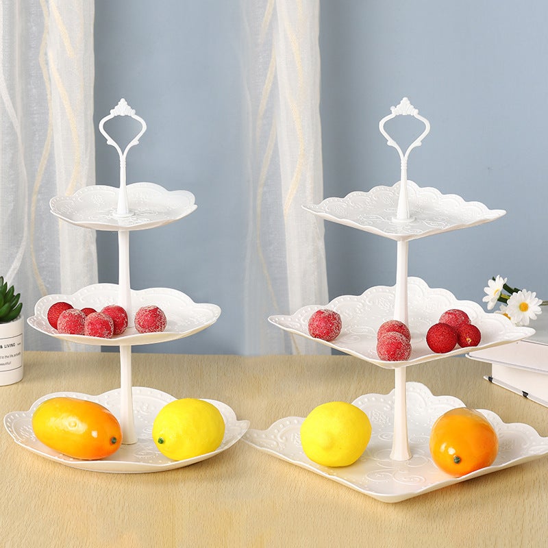 European-Style Afternoon Tea Snack Tray Dessert Table Decoration Cake Plate Three-Layer Cake Frame Creative Multi-Layer Plastic Fruit - Image 3