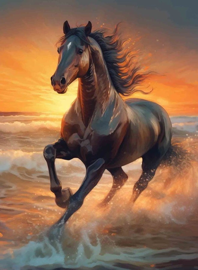 Bimkole 5D Diamond Painting Kits Brown Horse, Full Drill Animals DIY Rhinestone Embroidery Set Paint with Diamonds Art by Number Kits Cross Stitch Home Wall Craft Decoration 12X16 inch - Image 1