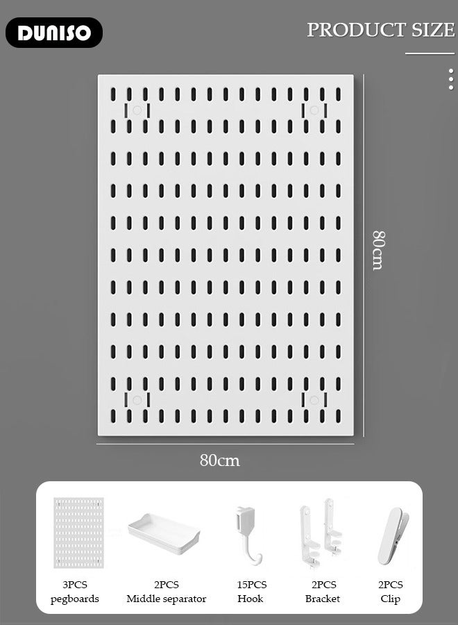 DUNISO 3 Pack Wall Hanging Storage Vertical Hanging Pegboard Wall Organizer With 3 Pegboards and 20 Accessories For Home Office - Image 4