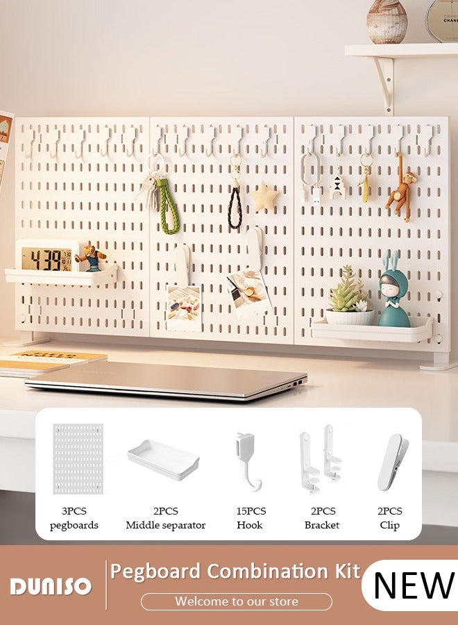 DUNISO 3 Pack Wall Hanging Storage Vertical Hanging Pegboard Wall Organizer With 3 Pegboards and 20 Accessories For Home Office - Image 1
