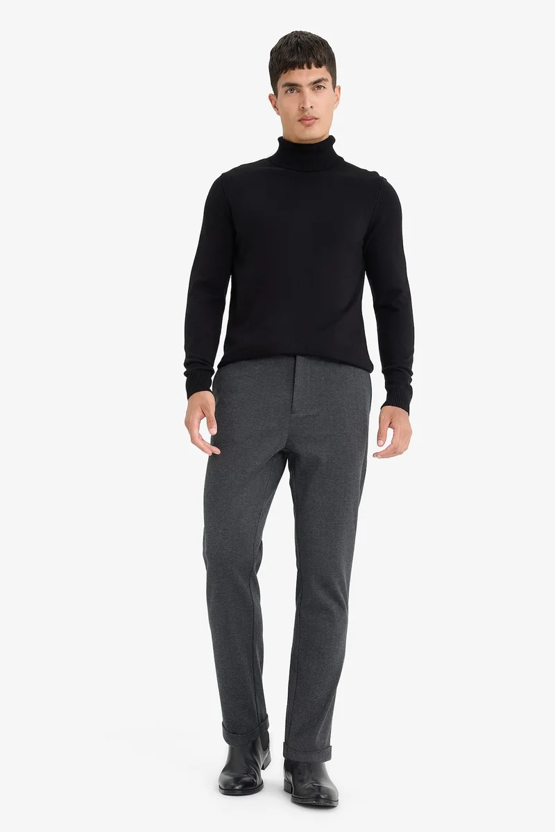 Defacto  Straight Fit Combed Cotton Trousers for Men | Best Price UAE