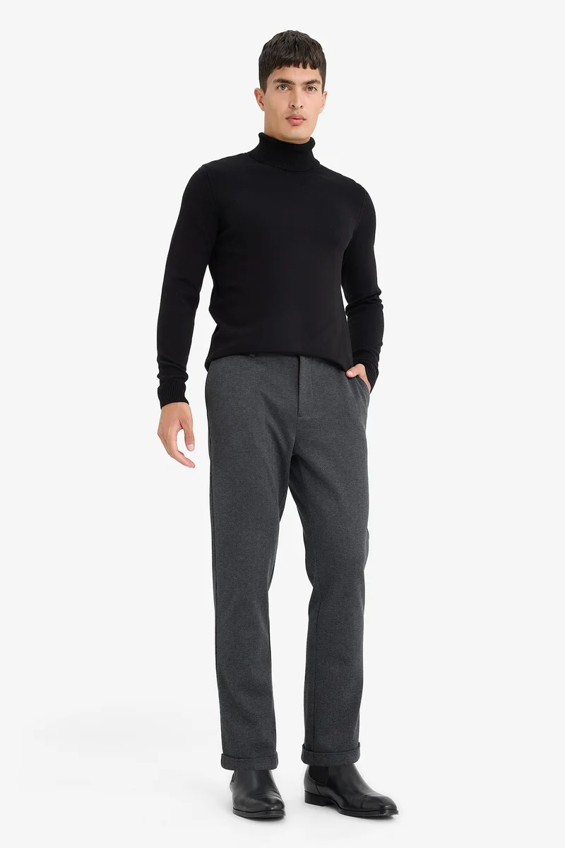 Defacto  Straight Fit Combed Cotton Trousers for Men | Best Price UAE