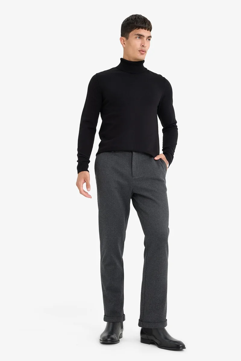 Defacto  Straight Fit Combed Cotton Trousers for Men | Best Price UAE