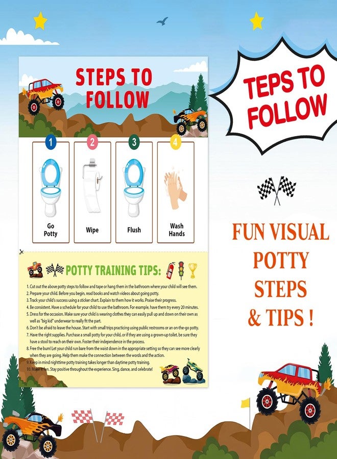 EUUBIRD Monster Truck Potty Training Chart for Toddlers, 10 Potty Training Sticker Charts with 280 Reward Stickers, Potty Reward Chart Sticker Chart for Kids, Potty Toilet Training Aid for Boys, Girls - Image 4