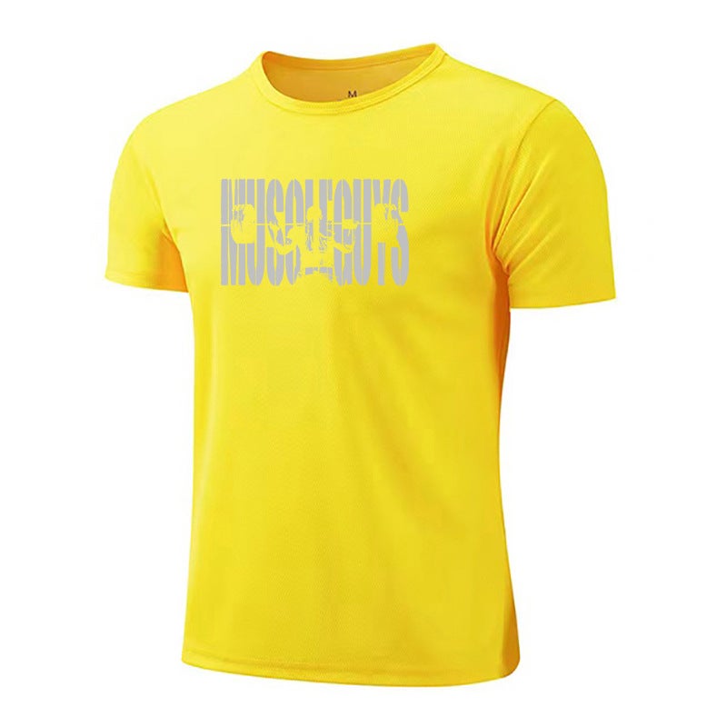 Fitness short-sleeved men''s sweat-absorbent breathable summer trendy running basketball training quick-drying T-shirt sports bottoming shirt men - Image 1