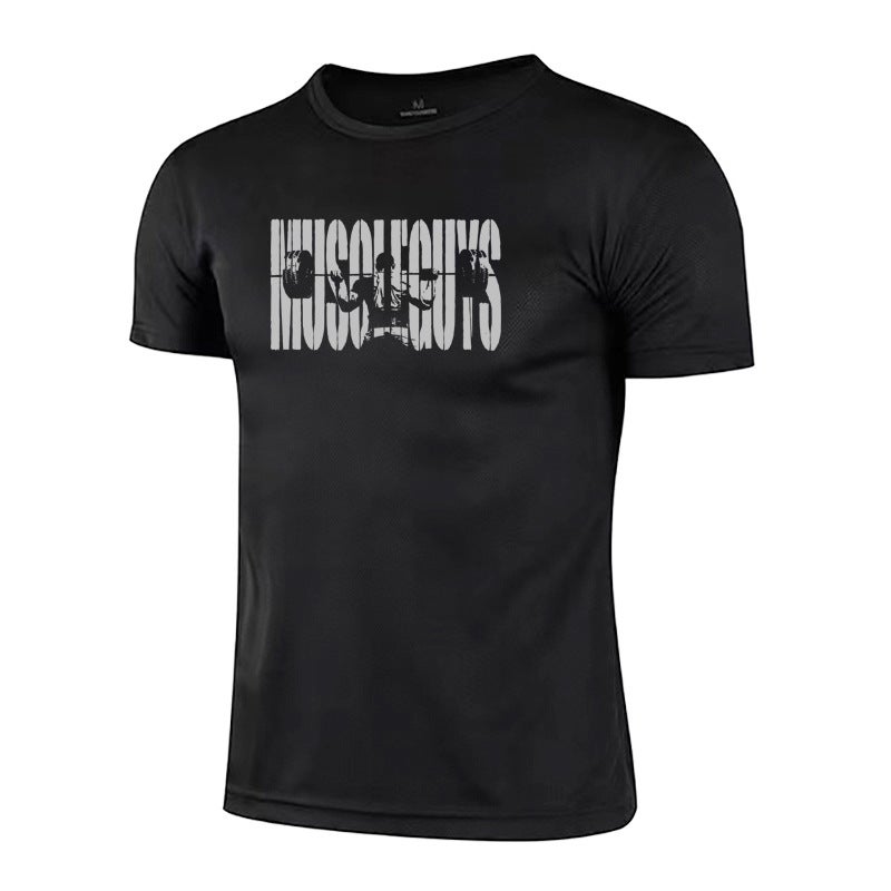 Fitness short-sleeved men''s sweat-absorbent breathable summer trendy running basketball training quick-drying T-shirt sports bottoming shirt men - Image 5