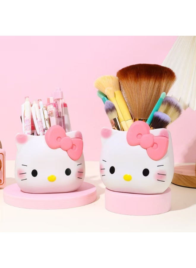 Hello Kitty Cute Hello Kitty Pen Holder, Resin Desk Organizer, Multifunctional Makeup Brush Holder, Cartoon Desktop Storage Cup for Bedroom Office Decor, Ideal Gift for Girls - Image 2