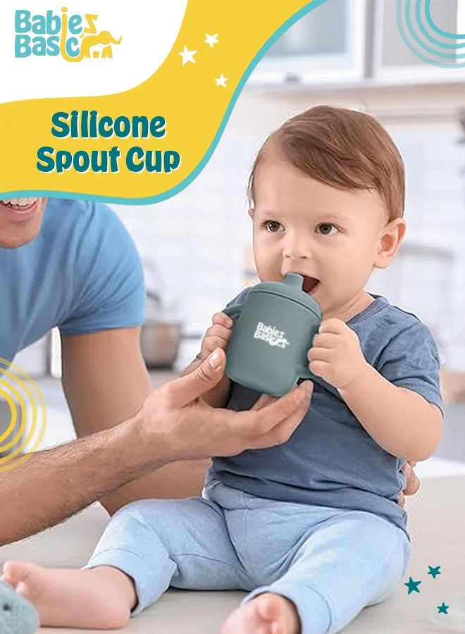 Babies Basic Stage 1 Silicone Spout Cup With Handles For Babies - Blue