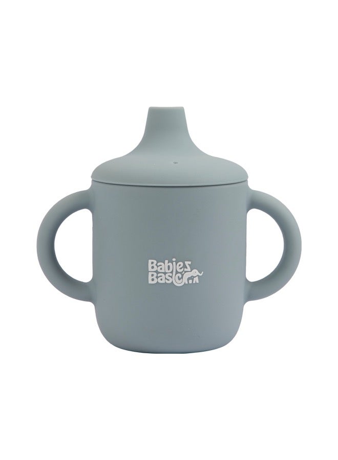 بابيز_بيسك كوب سيليكون للأطفال الأساسيين من المرحلة الأولى مع فوهة ومقابض للأطفال - أزرق - Image 1