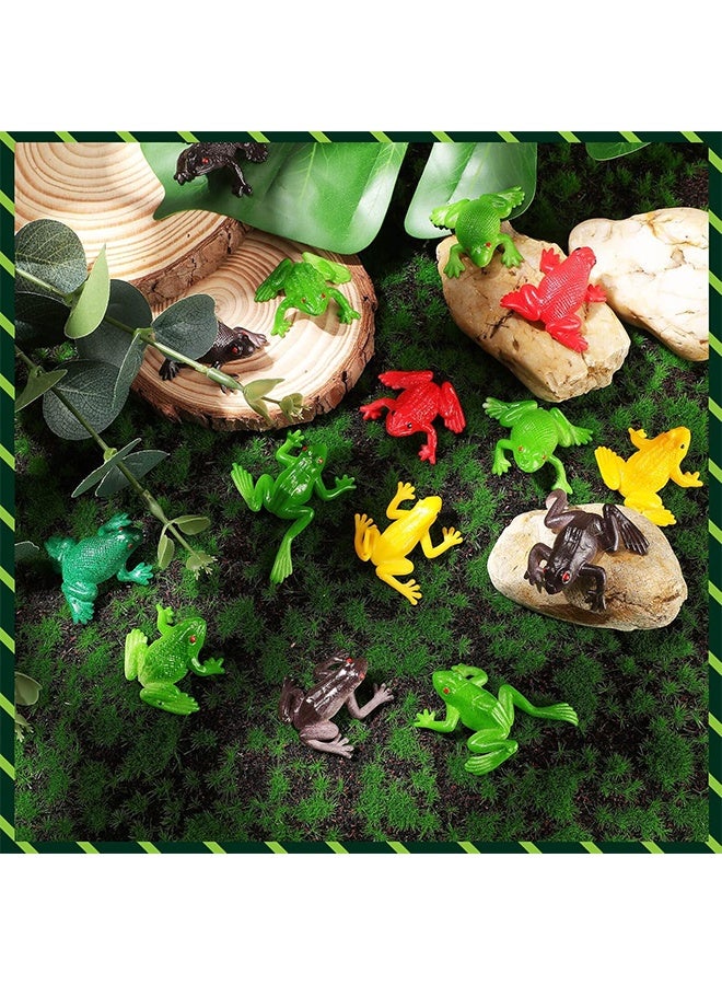 12 Pcs Plastic Frogs Toy Mini Rubber Frog Set Realistic Animal Figure Toys Stretchy Fun Rainforest Character Table Home Decor for Party Favors - Image 2