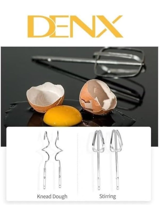 دينكس خلاط يدوي كهربائي من DENX بسبع سرعات - خفاقة بيض أوتوماتيكية مع مضارب من الفولاذ المقاوم للصدأ، خلاط يدوي خفيف الوزن للبيض والكريمة والعجين والخبز - أبيض/أسود، 260 واط، 0.8 كجم - Image 4