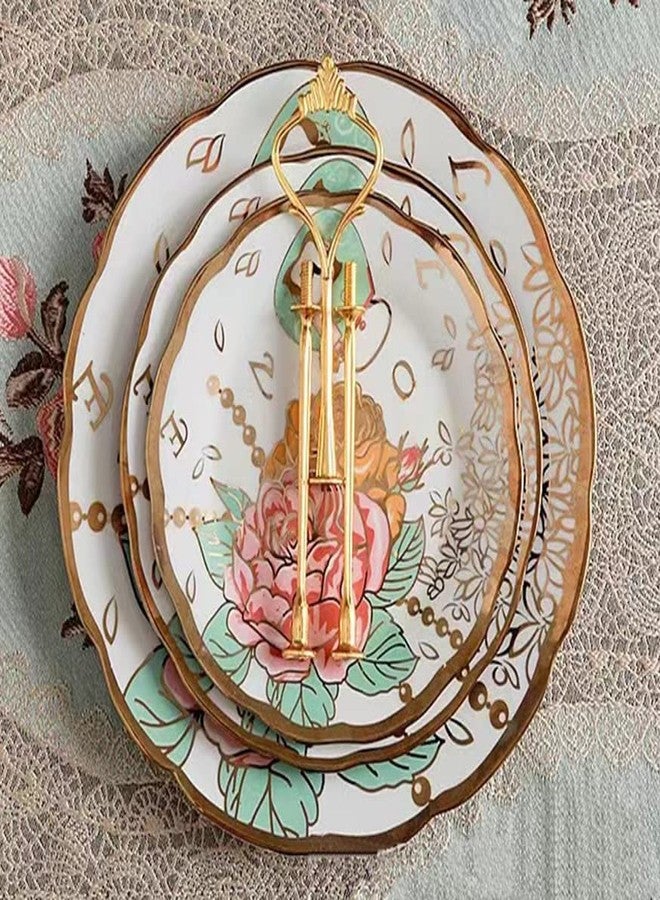 CHANJOON 3 Tier Ceramic Vintage Cake Stand with Beautiful Classic Rose Pattern, Food Rack for Displaying Cake Platter (red Rose) - Image 5