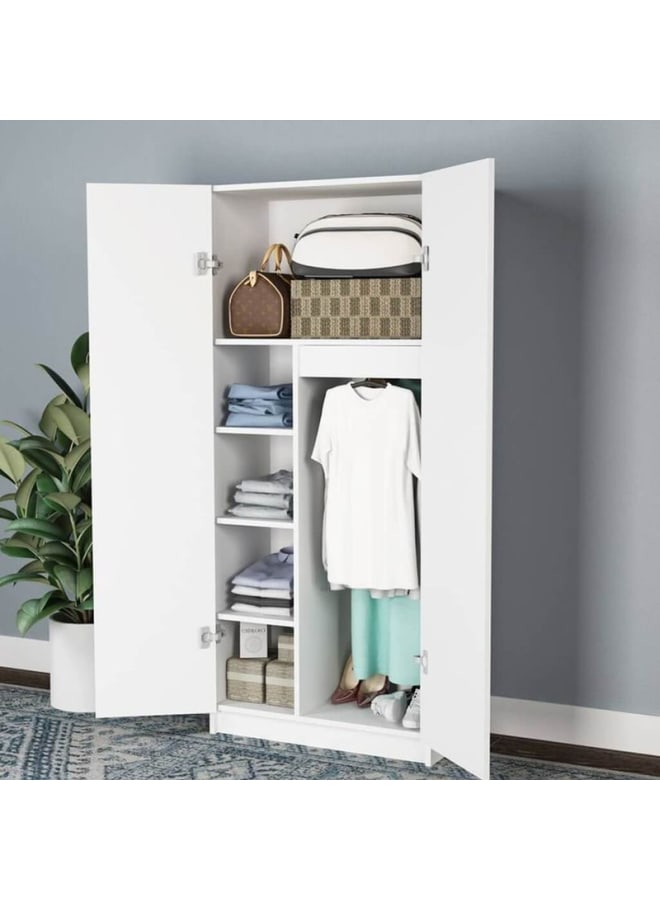 ريترو خزانة ملابس 176x40x80سم – أبيض - Image 2