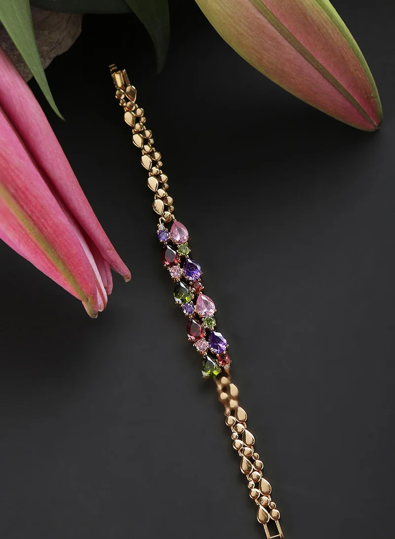 SOHI Blue Studded Tennis Artificial Bracelet Jewellery