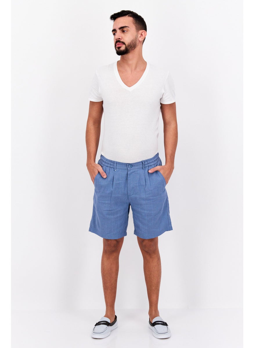 Ike Behar Men Stripe Chino Shorts, Aqua Blue  - Image 4