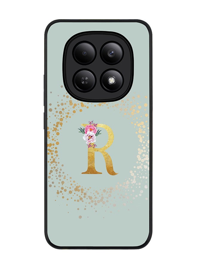 For Xiaomi Redmi Note 15 4G Case,Slim fit Camera Protection, Shockproof Thin Phone cover  - Custom Monogram Floral - R  (Light Grey )