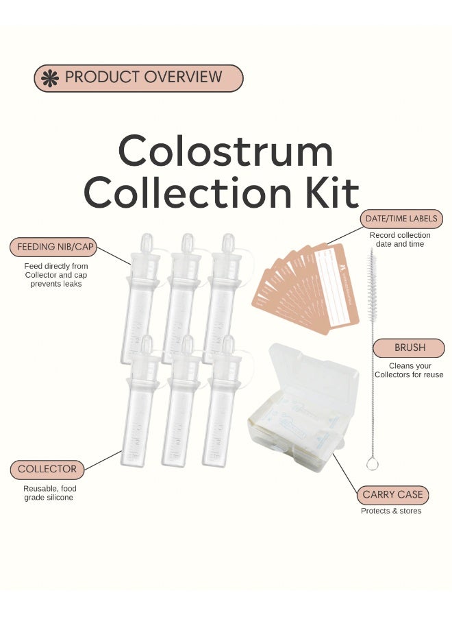 Fraupow Colostrum Collection Kit | 6-Pack | Award Winning 5ml Reusable Food-Grade Silicone Colostrum Syringes with Collector | Date Labels | Brush & Carry Case | Includes Midwife Consultation - Image 2