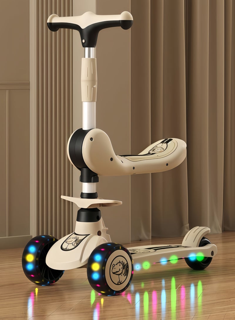 KEVIN 3-in-1 Scooter for Kids - Folding Scooters for Kids/Toddlers, Height Adjustable, Non-Slip Tray,the scooter head front could light up with music and Flashing Wheel Lights, Perfect gift for 3-6 Years Old Boys and Girls - Image 4