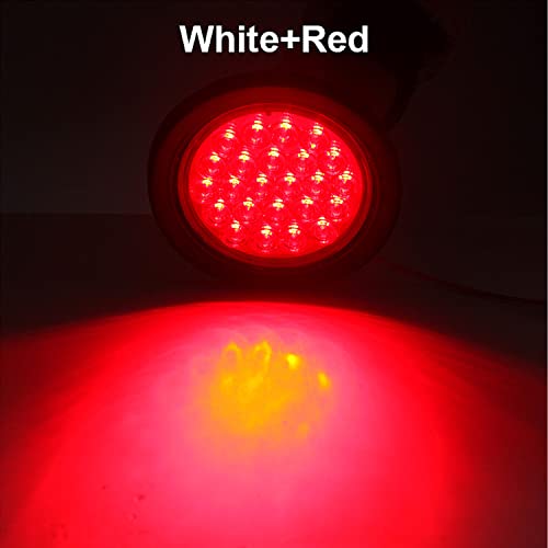 Partswcgg 4Pcs 4 Inch Round LED Trailer Tail Lights Red 24 LED Waterproof, 4 Inch Round Led Stop Turn Brake Tail Lights Flush Mount for Trucks RV Include Lights Grommets 3-Prong Wire Pigtails 12V Sealed - Image 3