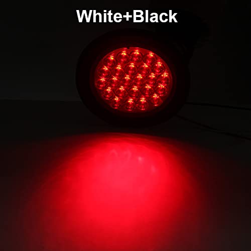 Partswcgg 4Pcs 4 Inch Round LED Trailer Tail Lights Red 24 LED Waterproof, 4 Inch Round Led Stop Turn Brake Tail Lights Flush Mount for Trucks RV Include Lights Grommets 3-Prong Wire Pigtails 12V Sealed - Image 4