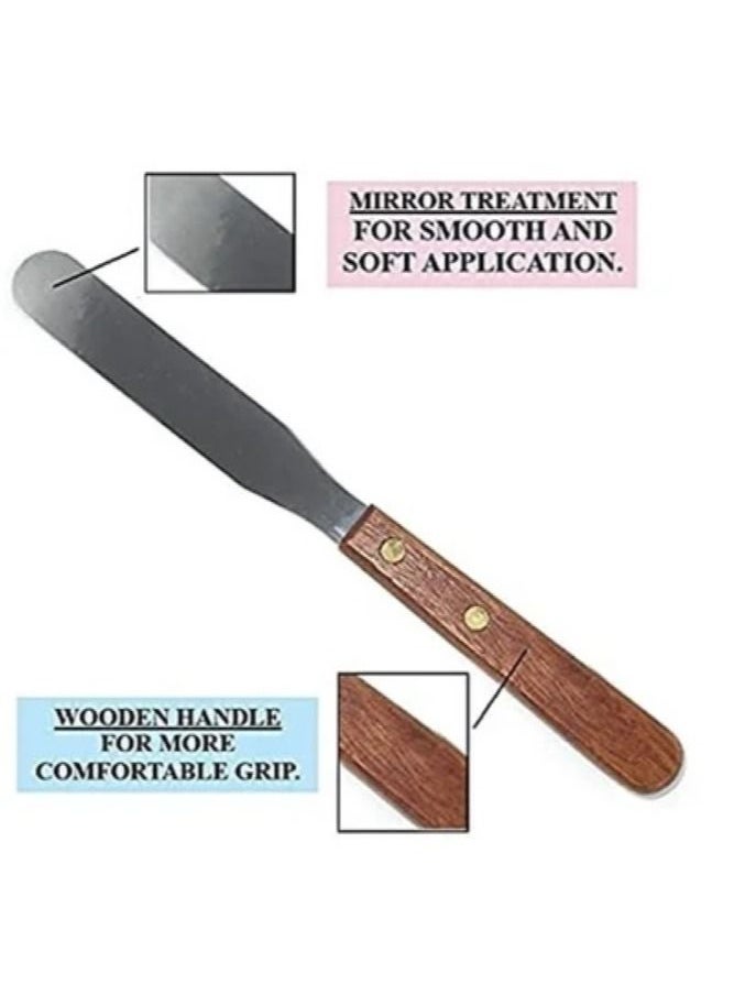 Stainless Steel Waxing Spatula, Wax Applicator Wood Handle Waxing Tool