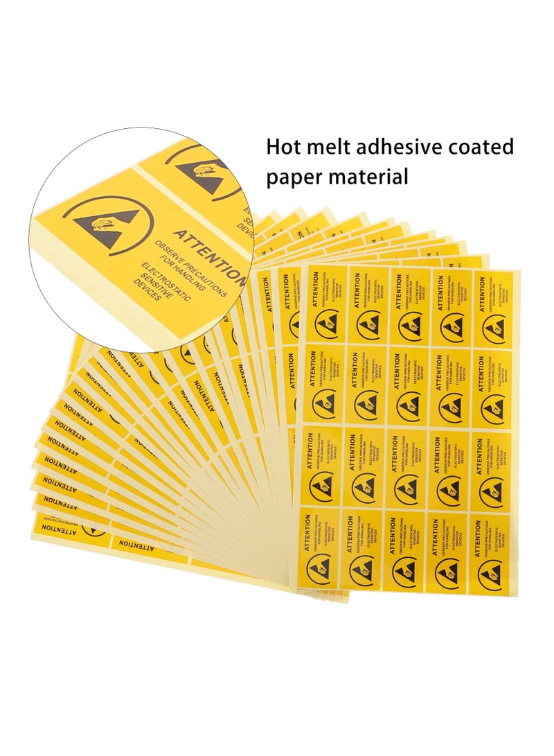 Zikra Anti-Static Label, 450pcs Electrostatic Warning Sticker Attention Electrostatic Sensitive Devices Fluorescent Static Caution Warning Stickers Label Anti Static ESD Label Stickers 60x30MM - Image 2