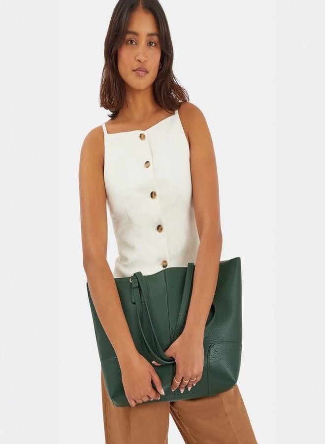 Accessorize London Women's Green Plain Tote Bag Green| Hand bags for women stylish | Shoulder bag for woman latest | Purse for women handbag - Image 2