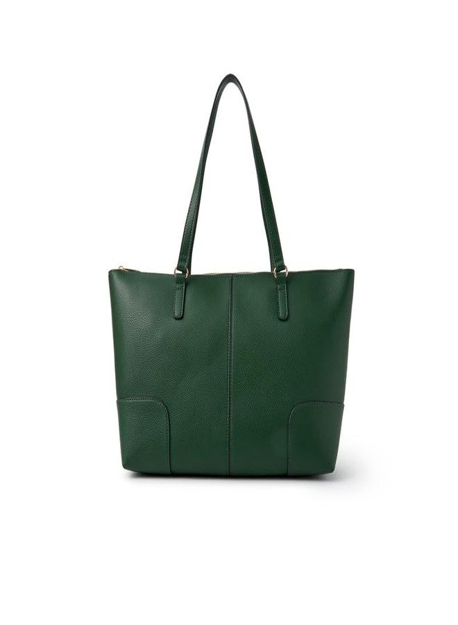 Accessorize London Women's Green Plain Tote Bag Green| Hand bags for women stylish | Shoulder bag for woman latest | Purse for women handbag - Image 1
