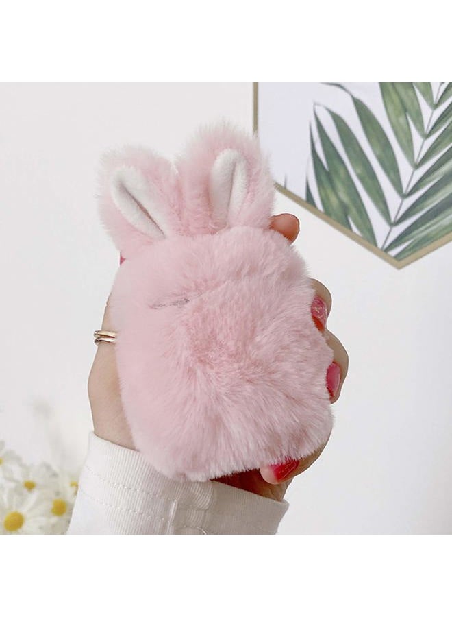 guppy Compatible with AirPods Furry Bunny Case Girls 3D Cartoon Cute Rabbit Ears Plush Fluffy Warm Carrying Case Soft Protective Case Cover Accessories for AirPods 1 & 2 Pink - Image 3