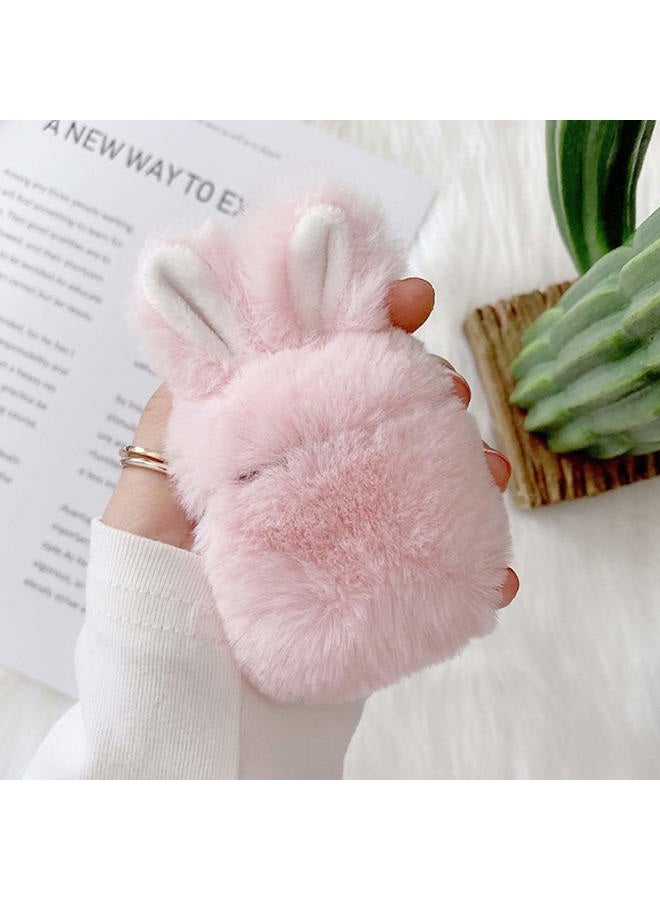 guppy Compatible with AirPods Furry Bunny Case Girls 3D Cartoon Cute Rabbit Ears Plush Fluffy Warm Carrying Case Soft Protective Case Cover Accessories for AirPods 1 & 2 Pink - Image 2