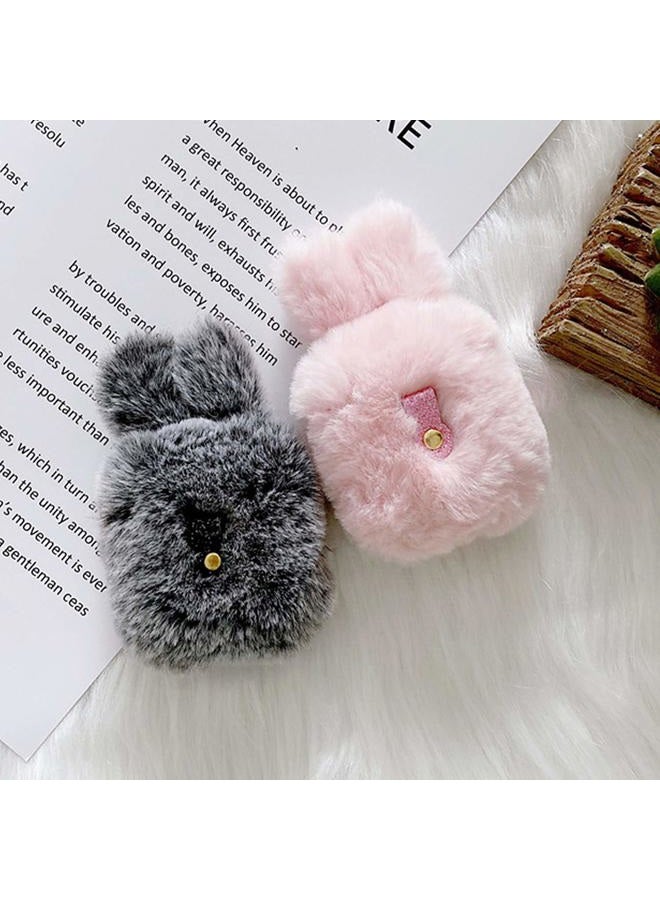 guppy Compatible with AirPods Furry Bunny Case Girls 3D Cartoon Cute Rabbit Ears Plush Fluffy Warm Carrying Case Soft Protective Case Cover Accessories for AirPods 1 & 2 Pink - Image 4