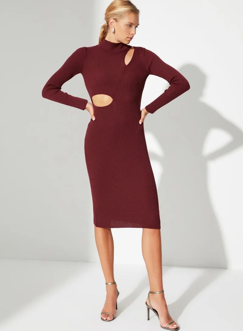 trendyol High Neck Cut Out Detail Dress