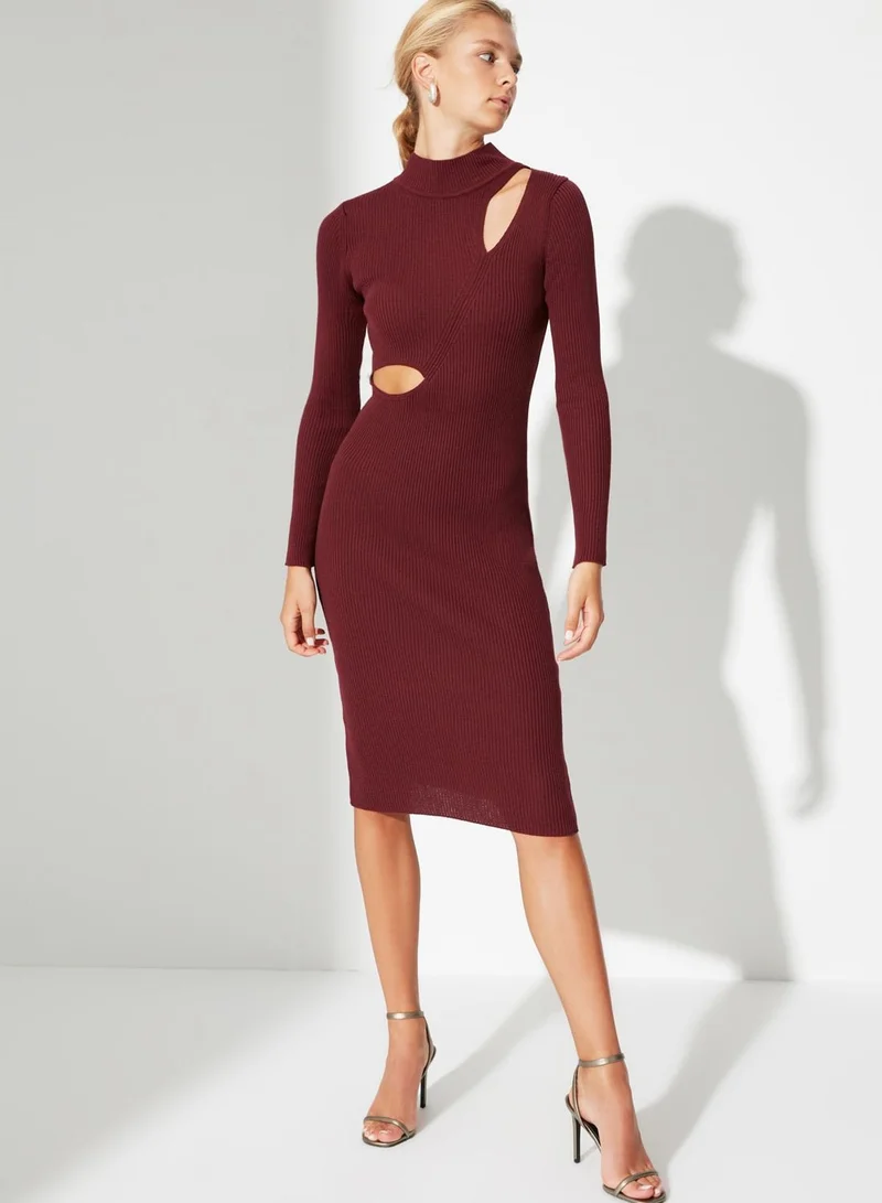 trendyol High Neck Cut Out Detail Dress