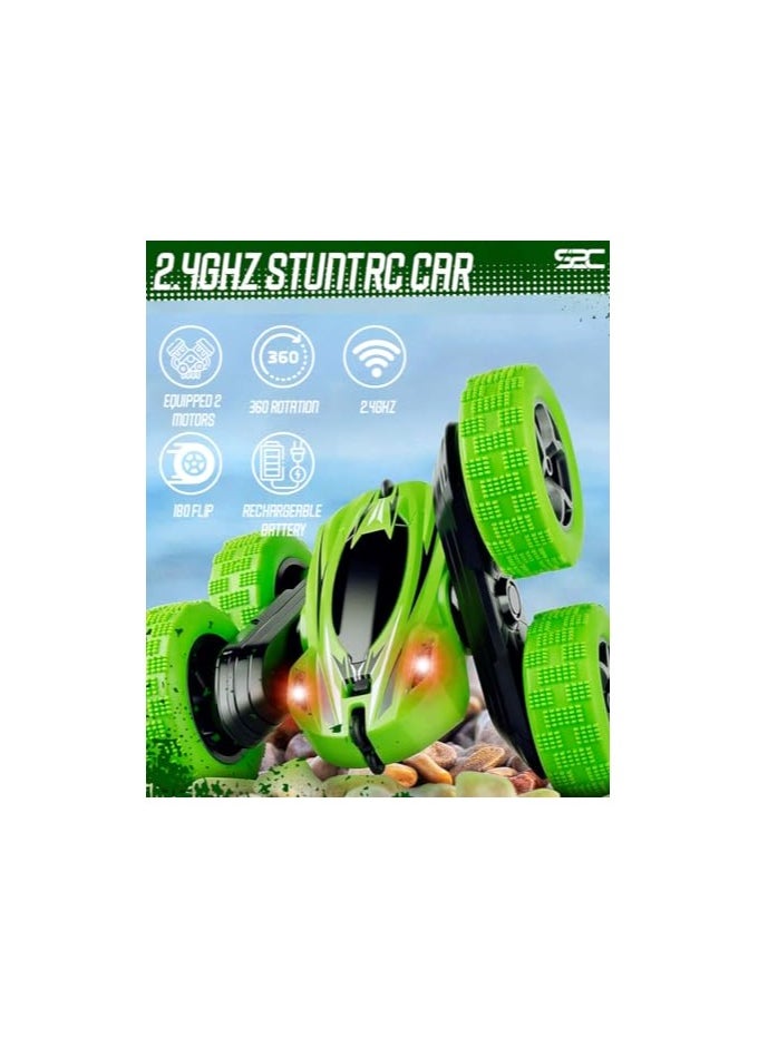 S2C Remote Control Car, RC Cars Stunt Car Toy, 4WD 2.4Ghz Double Sided 360° Rotating RC Car with Headlights, Kids Xmas Toy Cars for Boys/Girls (Green) - pzsku/Z39C6149C32A4FF78E0E6Z/45/_/1737441056/386370bb-d250-4e59-9452-0978628faa5e