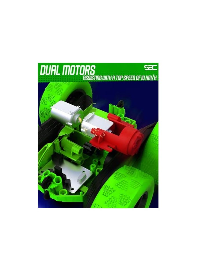S2C S2C Remote Control Car, RC Cars Stunt Car Toy, 4WD 2.4Ghz Double Sided 360° Rotating RC Car with Headlights, Kids Xmas Toy Cars for Boys/Girls (Green)  - Image 4