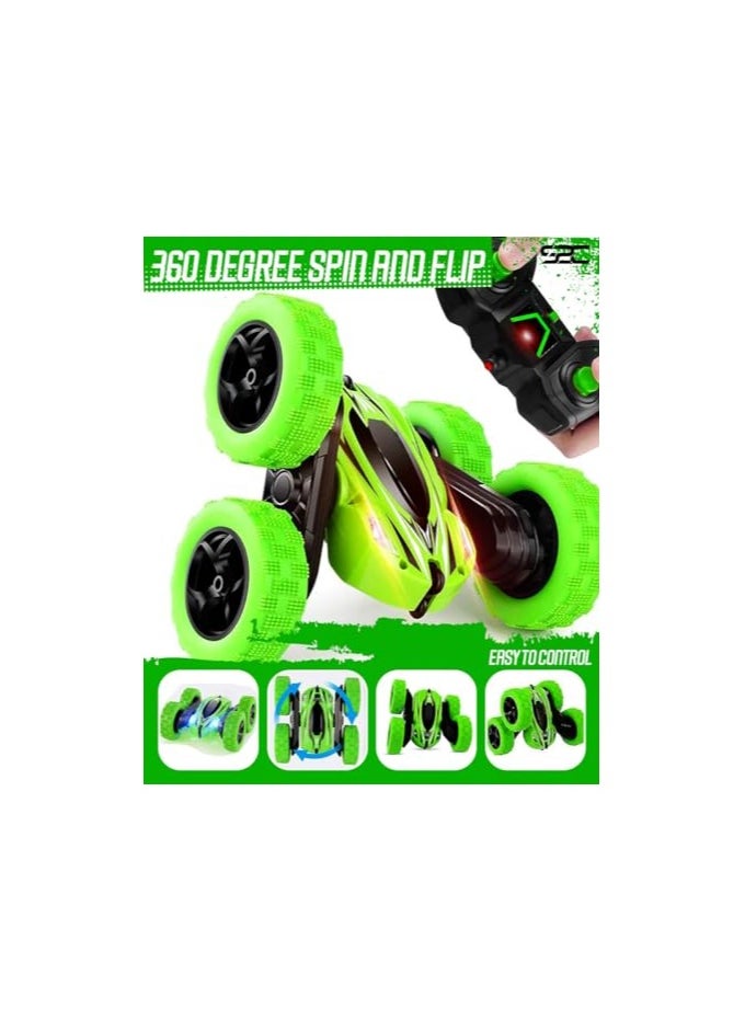 S2C S2C Remote Control Car, RC Cars Stunt Car Toy, 4WD 2.4Ghz Double Sided 360° Rotating RC Car with Headlights, Kids Xmas Toy Cars for Boys/Girls (Green)  - Image 2