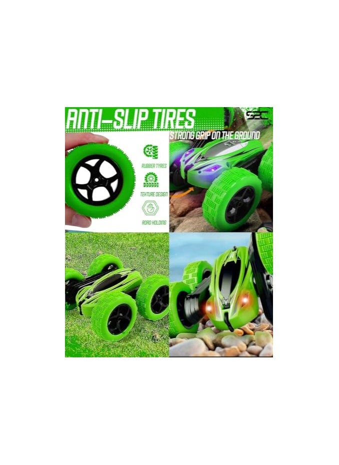 S2C S2C Remote Control Car, RC Cars Stunt Car Toy, 4WD 2.4Ghz Double Sided 360° Rotating RC Car with Headlights, Kids Xmas Toy Cars for Boys/Girls (Green)  - Image 3
