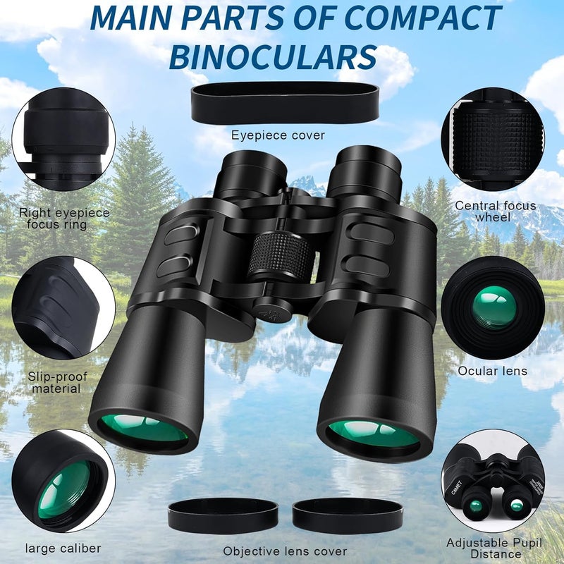 ETZIN منظار احترافي 20x50 1000 متر بعيد المدى بزاوية واسعة مقاوم للماء HD منشور FMC عدسة تركيز 20 X تكبير زوم دوربين لمراقبة الطيور والمشي لمسافات طويلة والرياضات والمعالم السياحية. - Image 2