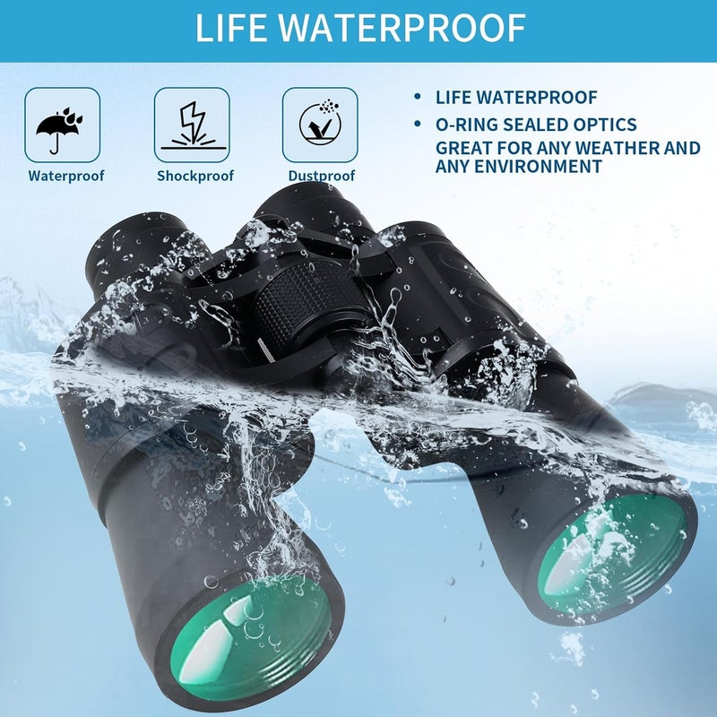 ETZIN منظار احترافي 20x50 1000 متر بعيد المدى بزاوية واسعة مقاوم للماء HD منشور FMC عدسة تركيز 20 X تكبير زوم دوربين لمراقبة الطيور والمشي لمسافات طويلة والرياضات والمعالم السياحية. - Image 4