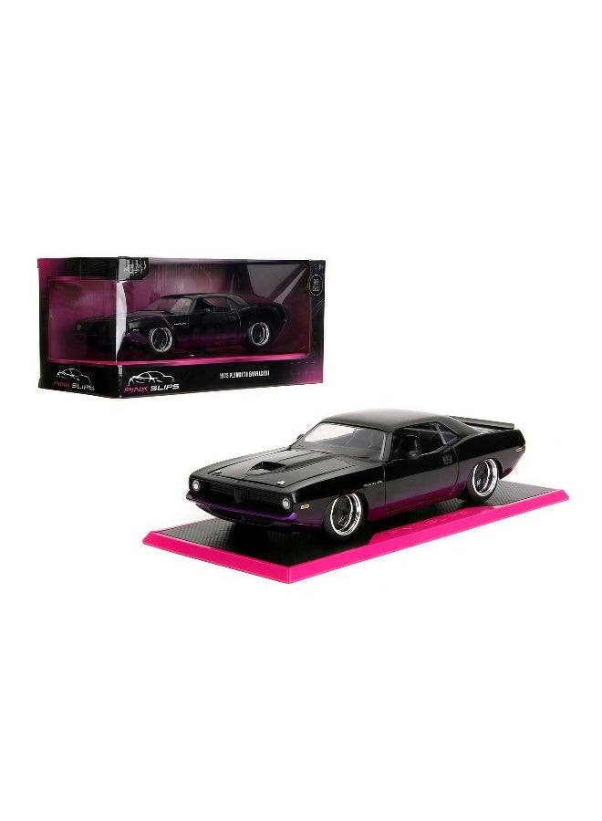 JADA سيارة جادا بينك سليبز نايت ران 1973 بليموث باراكودا مصنوعة من المعدن (1:24، أسود/بنفسجي) - Image 1