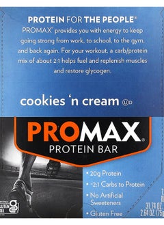 ProMax Protein Bar Cookies 'n Cream 12 Bars 2.64 oz (75 g) Each - pzsku/Z39C62BD588CEDE0A68A7Z/45/_/1740571368/19bfa41a-7a05-4bb4-adfb-ef4d38b99ee8