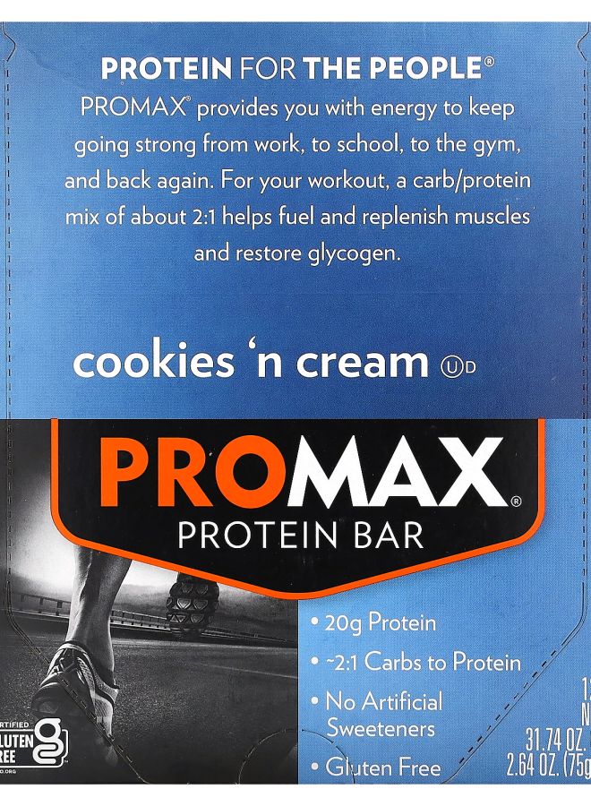 NuGo ProMax Protein Bar Cookies 'n Cream 12 Bars 2.64 oz (75 g) Each