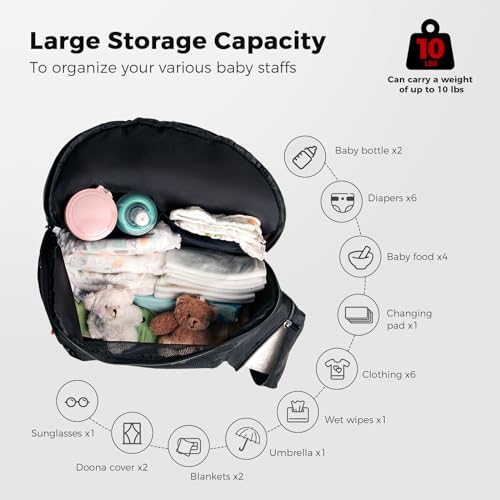 TRIPDAILY Storage Bag Compatible with Doona Car Seat Stroller, Stroller Accessories, Large Capacity, Diaper Bag Accessories, Wearable/Handle Backpack, Stroller Organizer Bag Carry-All Parent Organizer (Black) - Image 2