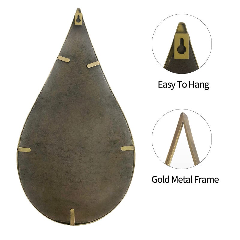 BAODANFU Decorative Mirrors Wall Mounted Mirror Teardrop Shape Metal Frame for Bedroom Living Dining Room Entryway Bathroom Vanity (Rusty Vintage Gold, 4-Pack) - Image 5