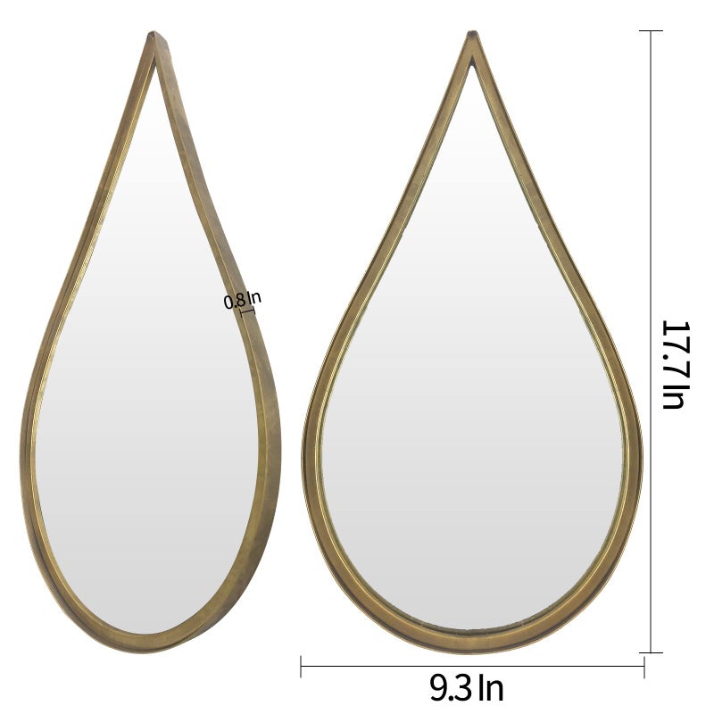 BAODANFU Decorative Mirrors Wall Mounted Mirror Teardrop Shape Metal Frame for Bedroom Living Dining Room Entryway Bathroom Vanity (Rusty Vintage Gold, 4-Pack) - Image 3