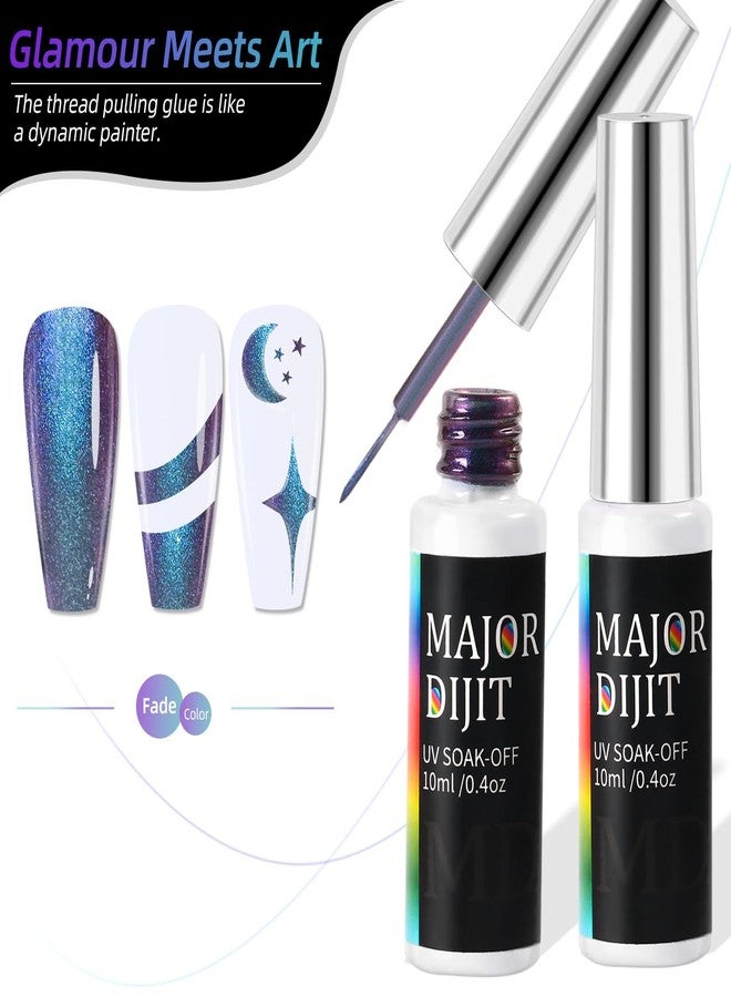 Major Dijit Gel Liner Art Polish 10ml, Chameleon Chrome Design Paint with Thin Brush in Bottle for French Tips Manicure Painting DIY at Home (11) - Image 5